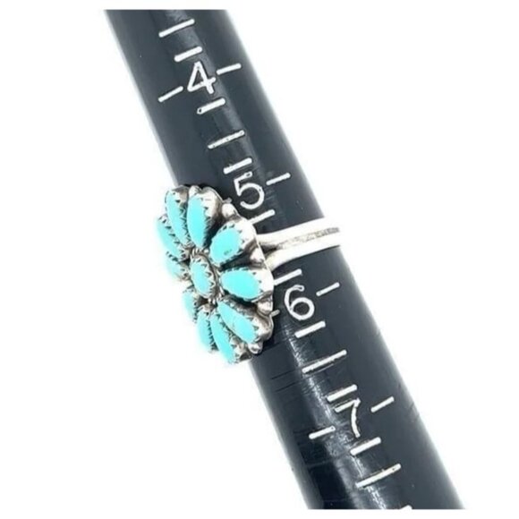 Sterling BBN Turquoise Flower Ring - Picture 11 of 11